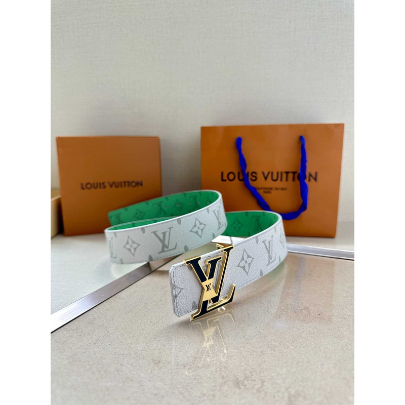 l**is V*t*n lv initiales 40mm reversible belt white and green