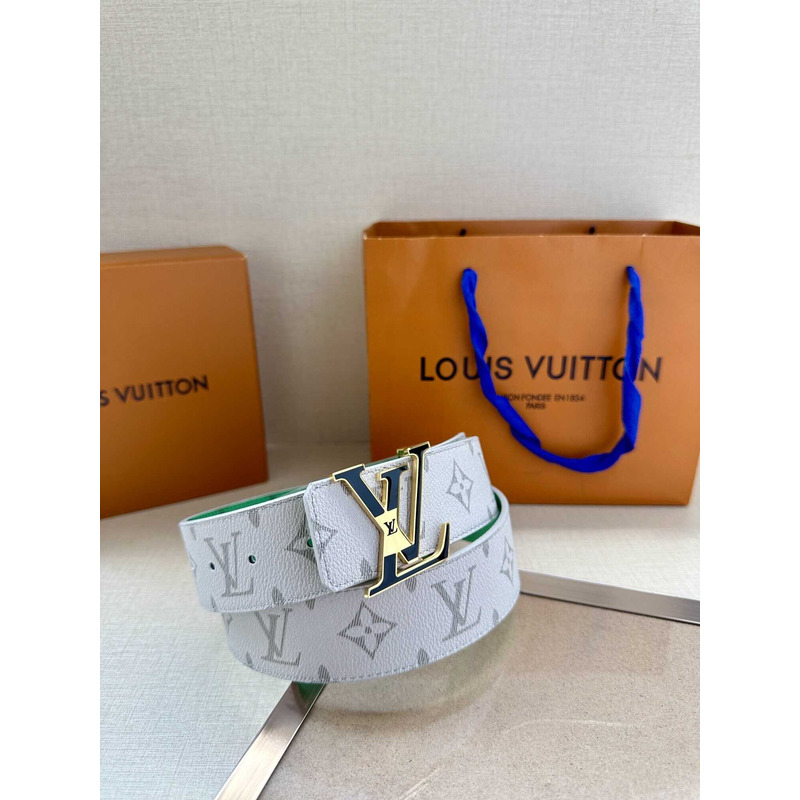 l**is V*t*n lv initiales 40mm reversible belt white and green