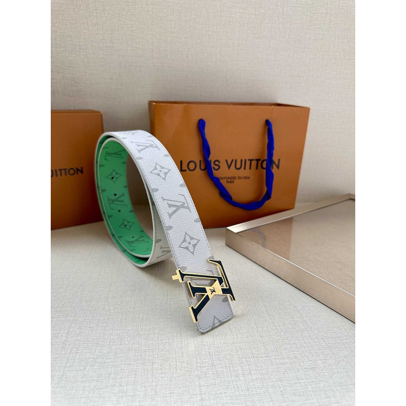 l**is V*t*n lv initiales 40mm reversible belt white and green