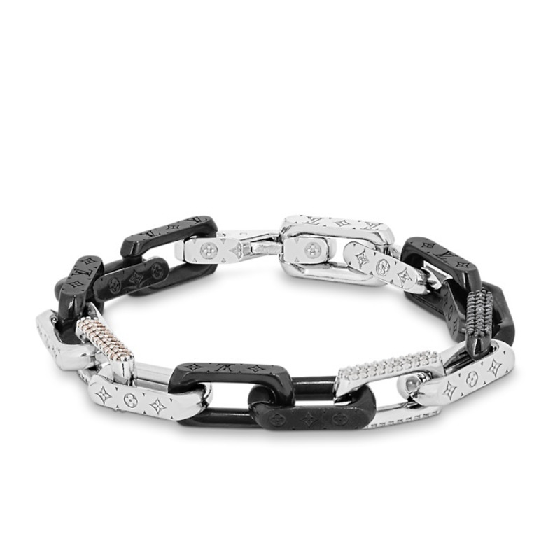 l**is V*t*n chain bracelt black and silver