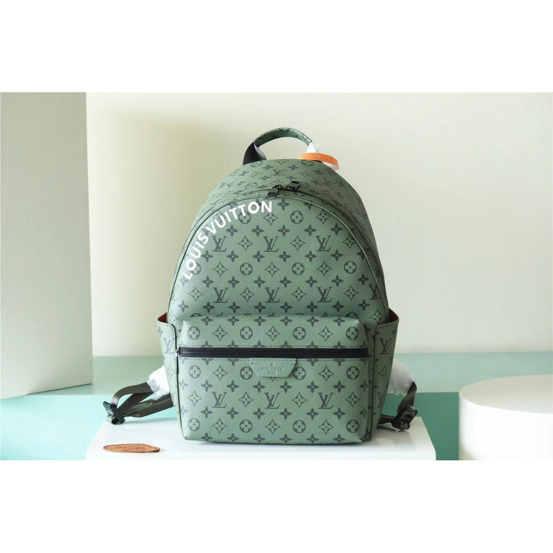 l**is V*t*n monogram discovery backpack pm khaki green/vermillion red