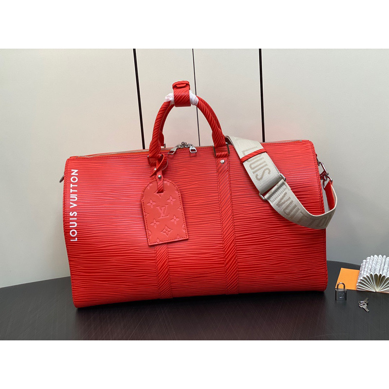 l**is V*t*n keepall 50 bandouliere bag epi xl leather red