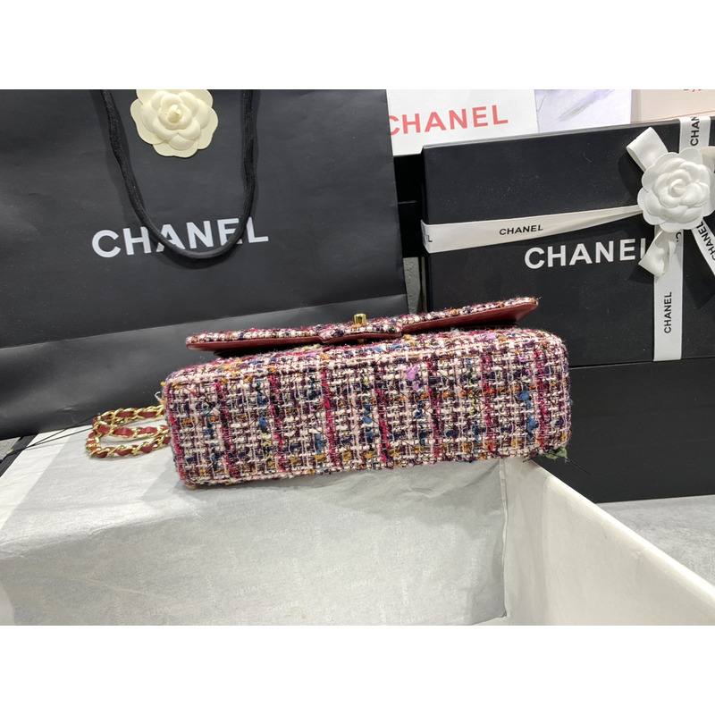 Ch*el colourful tweed classic flap bag