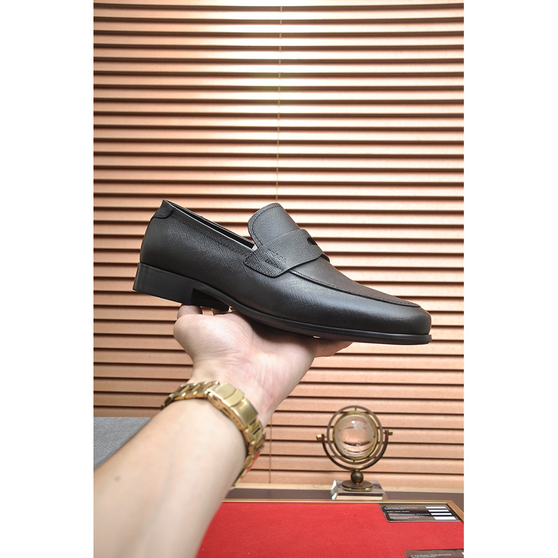 Pra*a saffiano leather loafers black