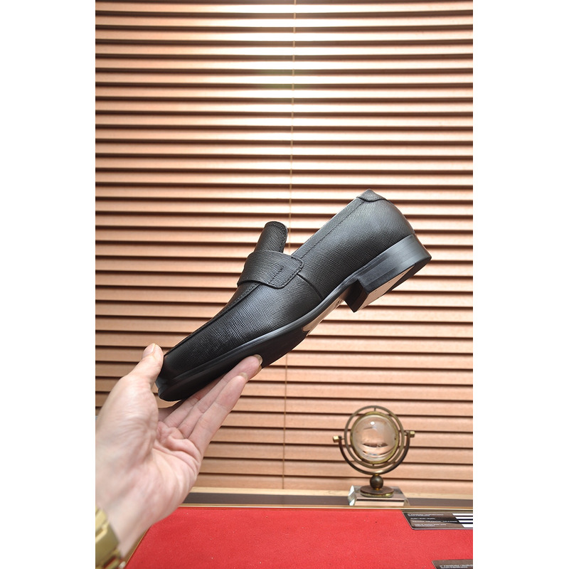 Pra*a saffiano leather loafers black