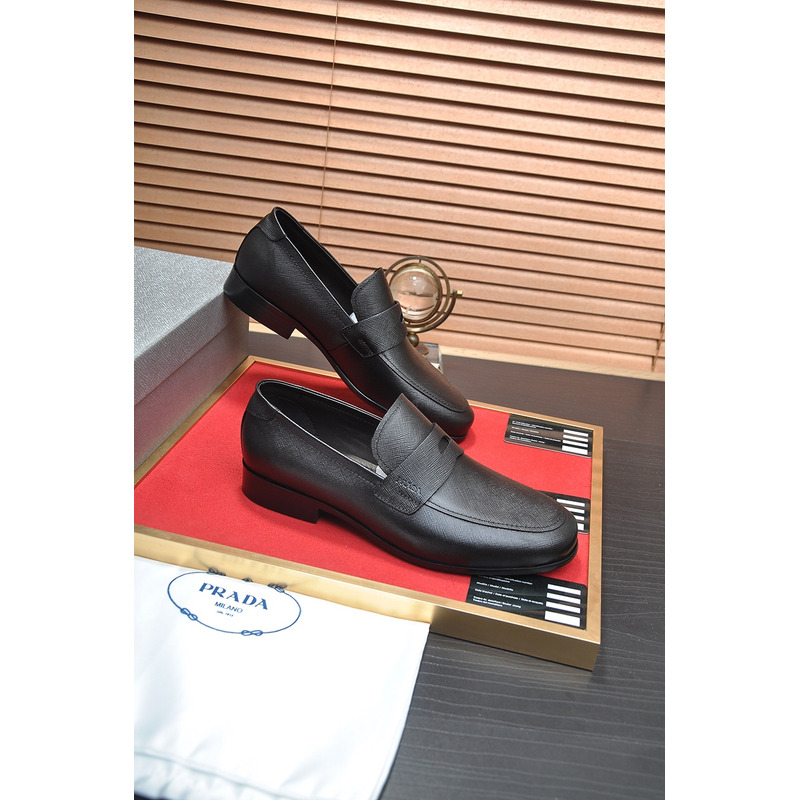 Pra*a saffiano leather loafers black