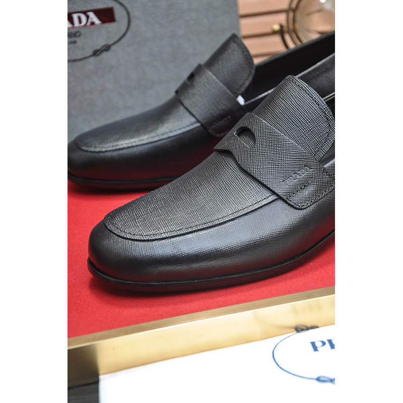 Pra*a saffiano leather loafers black