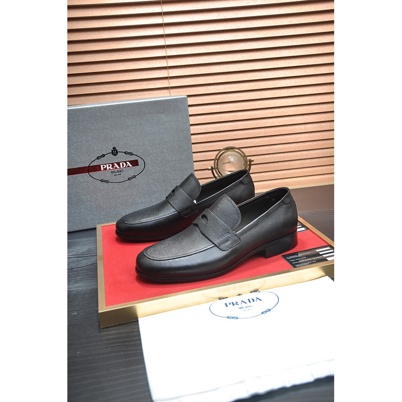 Pra*a saffiano leather loafers black