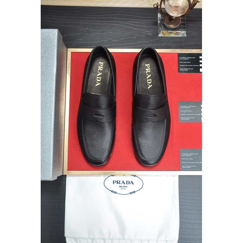 Pra*a saffiano leather loafers black