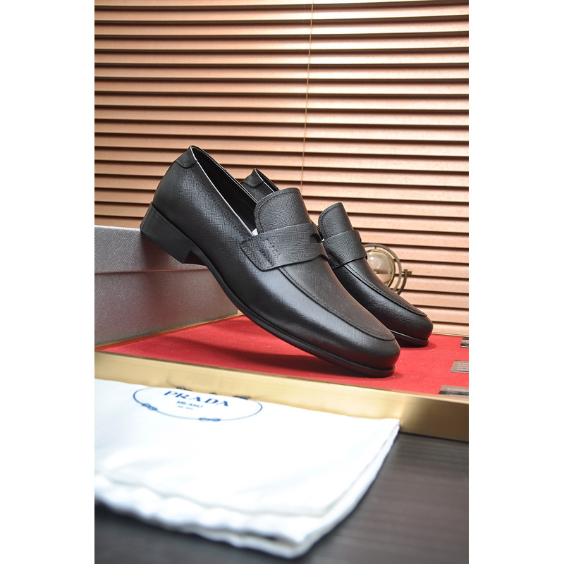 Pra*a saffiano leather loafers black