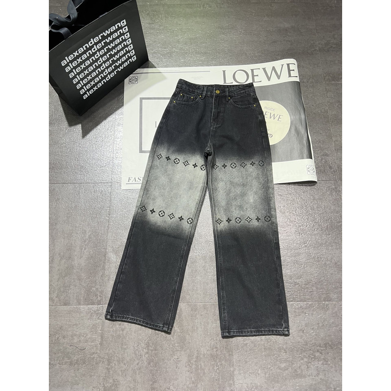 l**is V*t*n monogram denim trousers black and grey