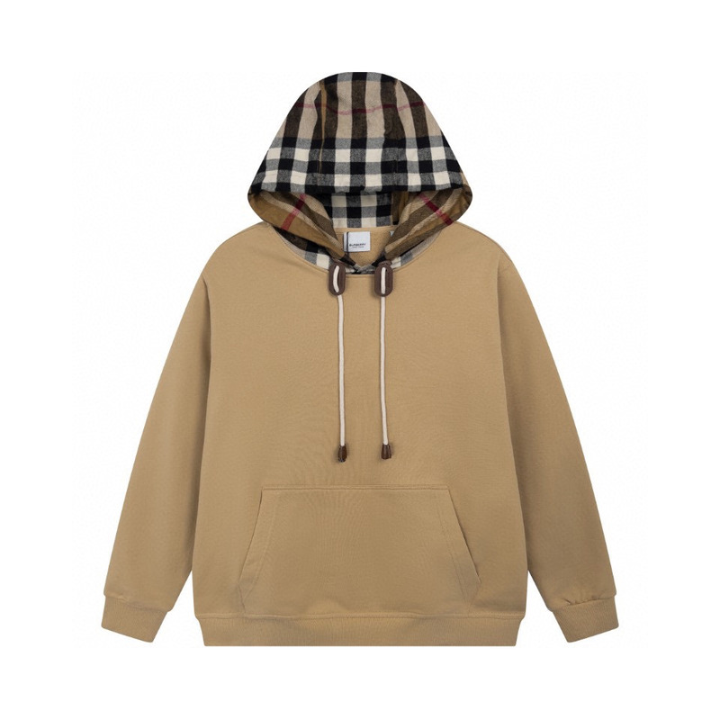 B**rry check cotton hoodie tan