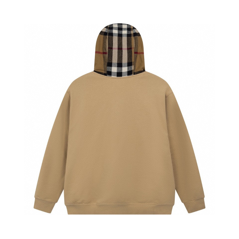 B**rry check cotton hoodie tan