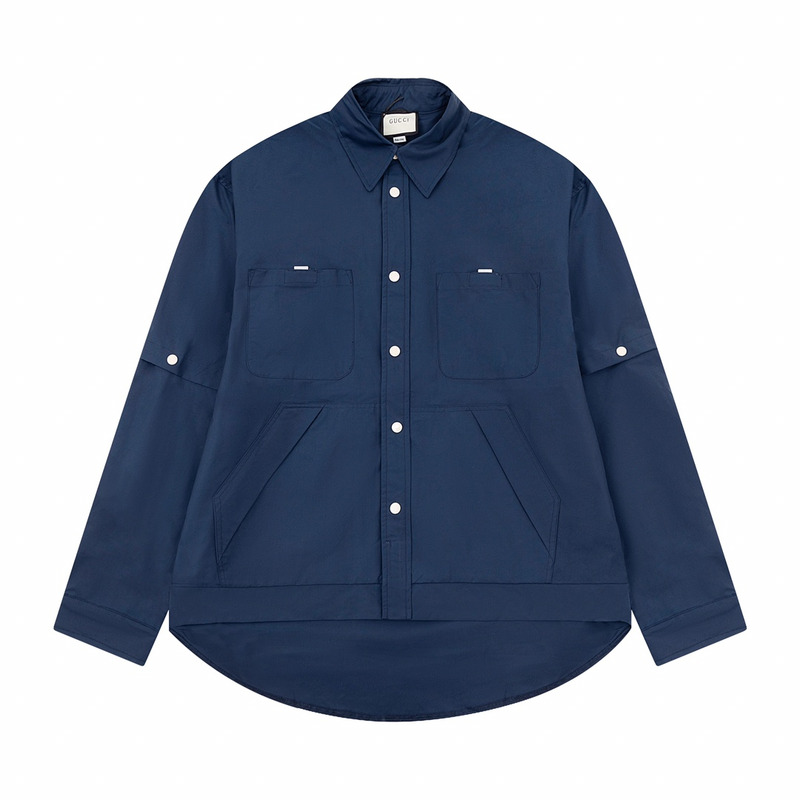 G*u*i embroidered logo shirt dark blue