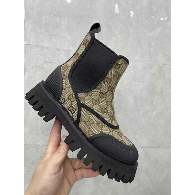 G*u*i gg canvas ankle boot brown