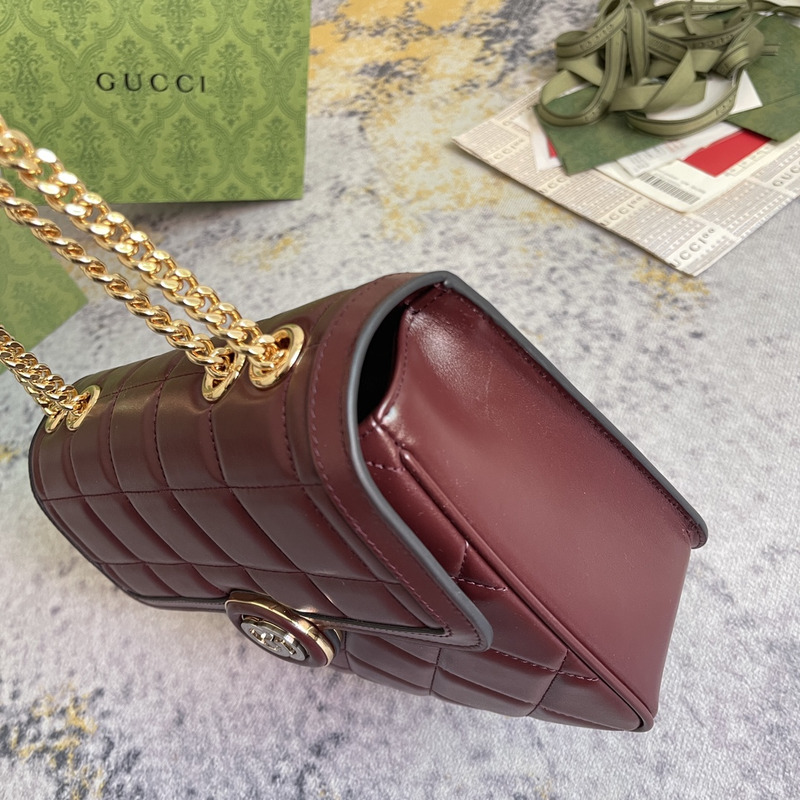 G*u*i deco small shoulder bag leather dark red