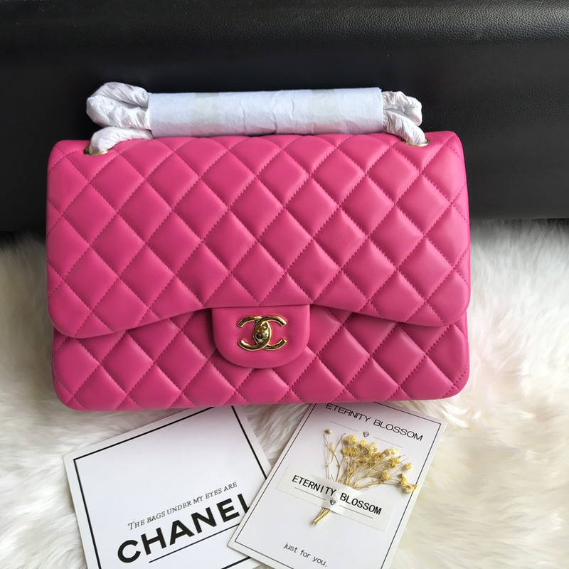 Ch*el bag jumbo double flap quilted hot pink fuchsia