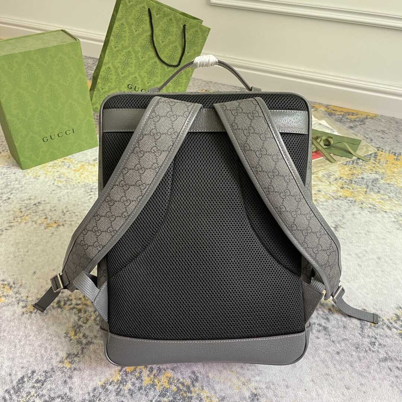 G*u*i ophidia gg medium backpack grey and black gg sup*e canvas