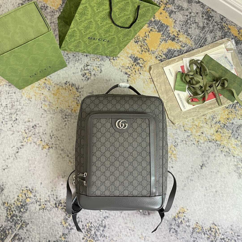 G*u*i ophidia gg medium backpack grey and black gg sup*e canvas