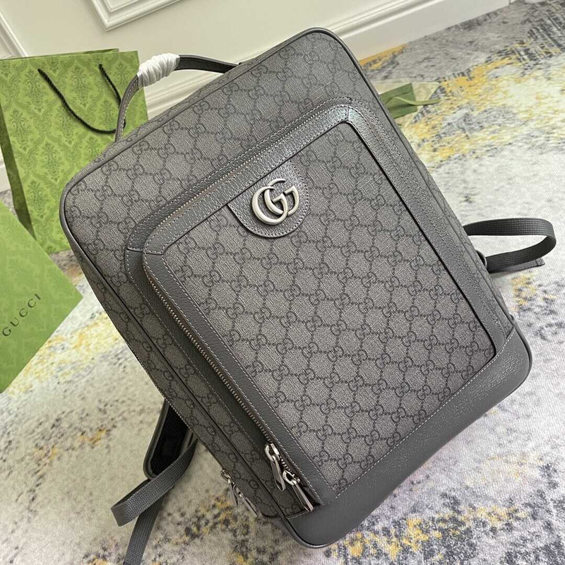 G*u*i ophidia gg medium backpack grey and black gg sup*e canvas