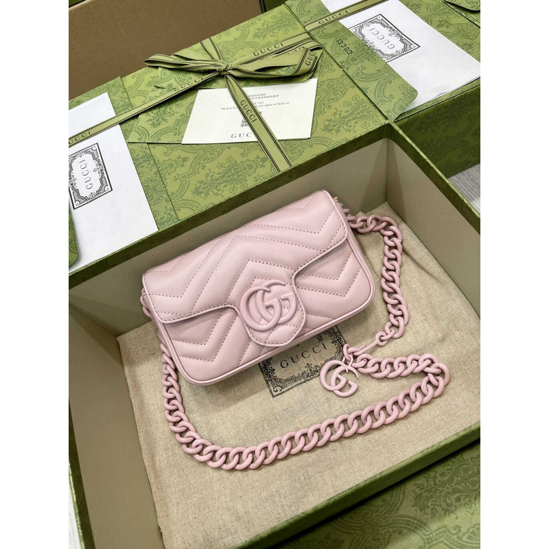 G*u*i gg marmont series waist bag leather pink