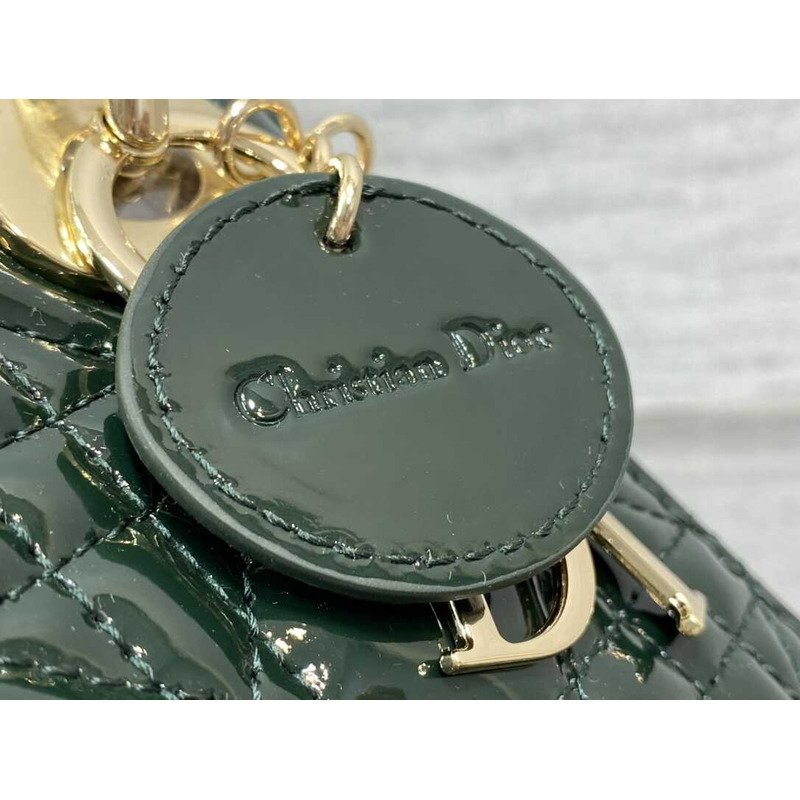 D*or mini lady D*or patent leather dark green