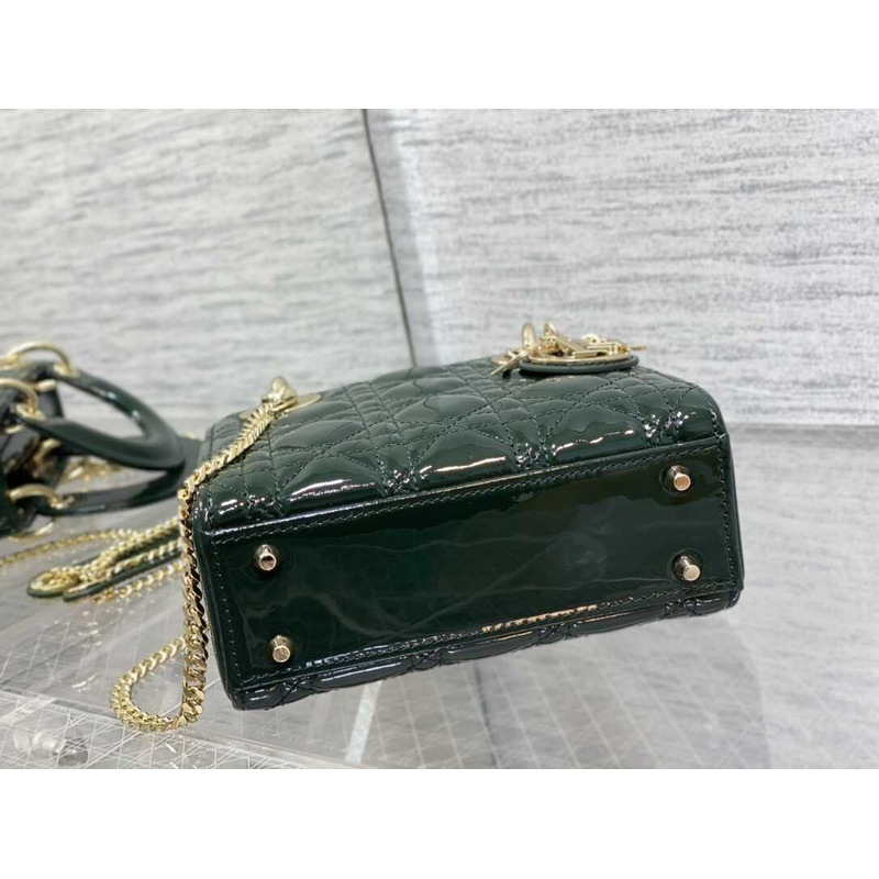 D*or mini lady D*or patent leather dark green