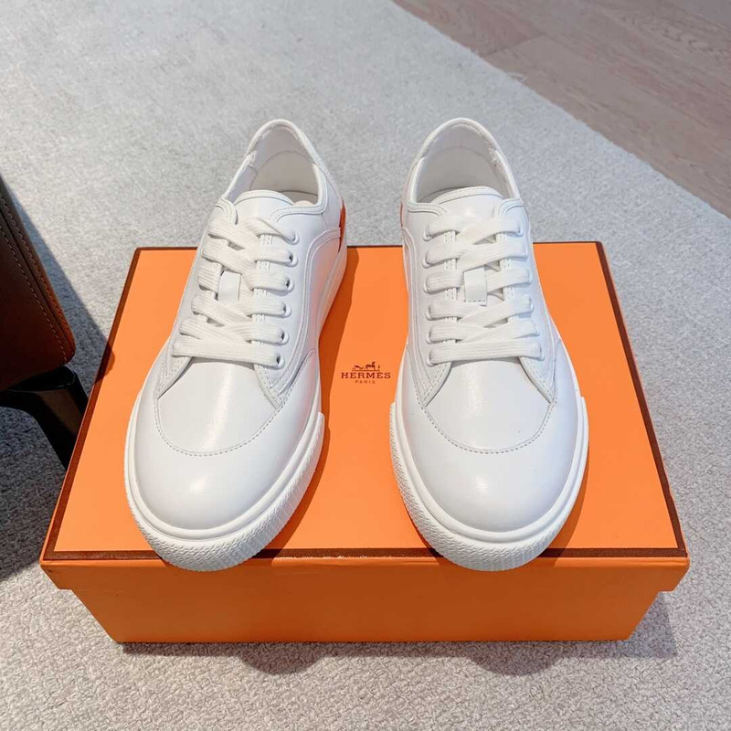 H**mes get sneaker canvas and calfskin white