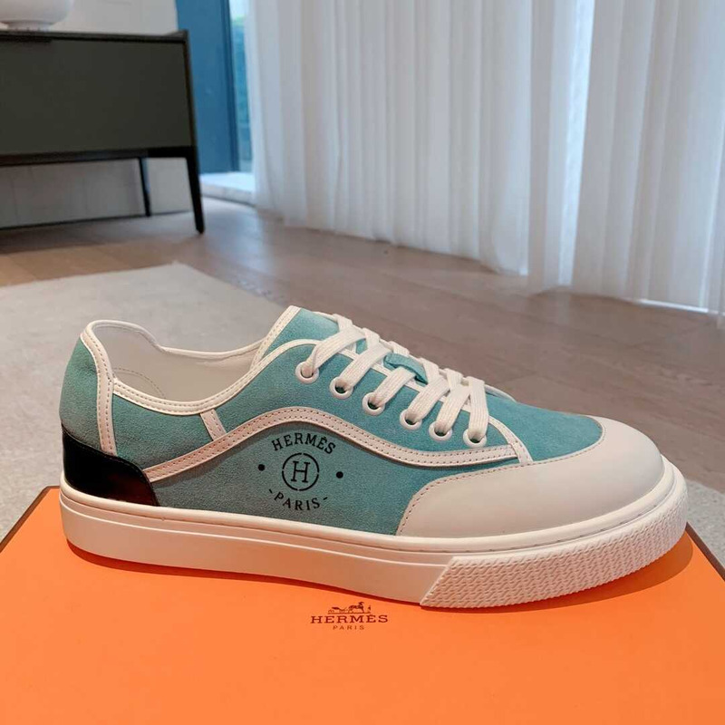 H**mes get sneaker canvas and calfskin light green