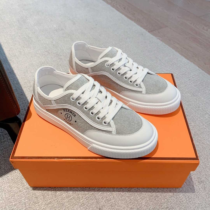 H**mes get sneaker canvas and calfskin grey white