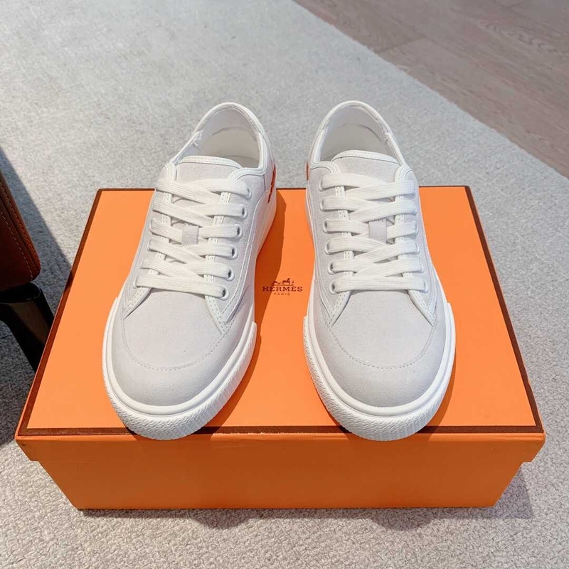 H**mes get sneaker canvas and calfskin white