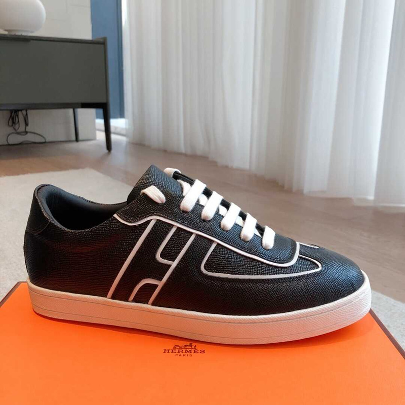 H**mes boomerang sneaker leather black