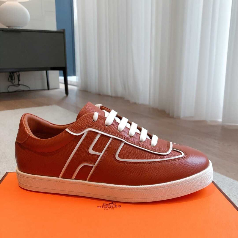 H**mes boomerang sneaker leather brown