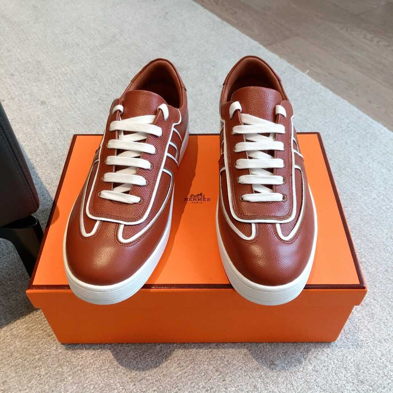 H**mes boomerang sneaker leather brown