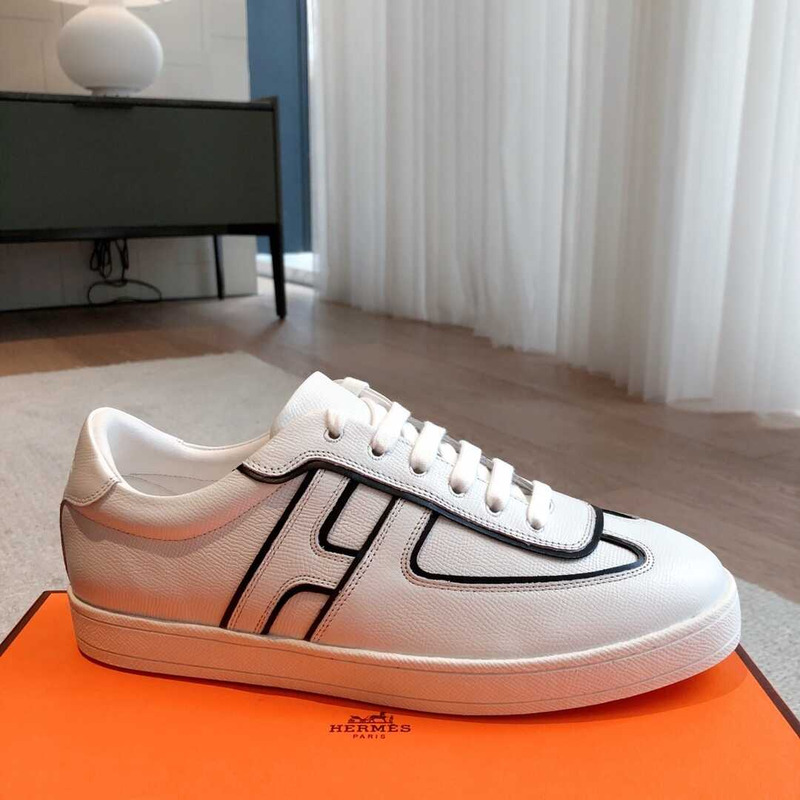 H**mes boomerang sneaker leather white