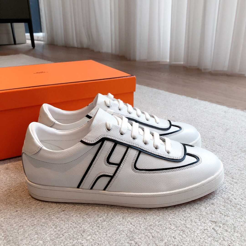 H**mes boomerang sneaker leather white