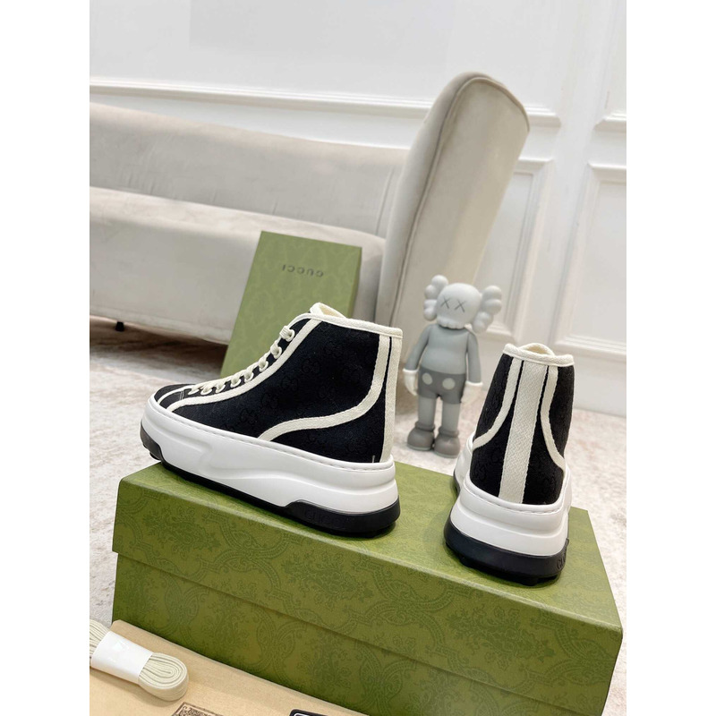 G*u*i gg printed thick-soled high top sneakers black