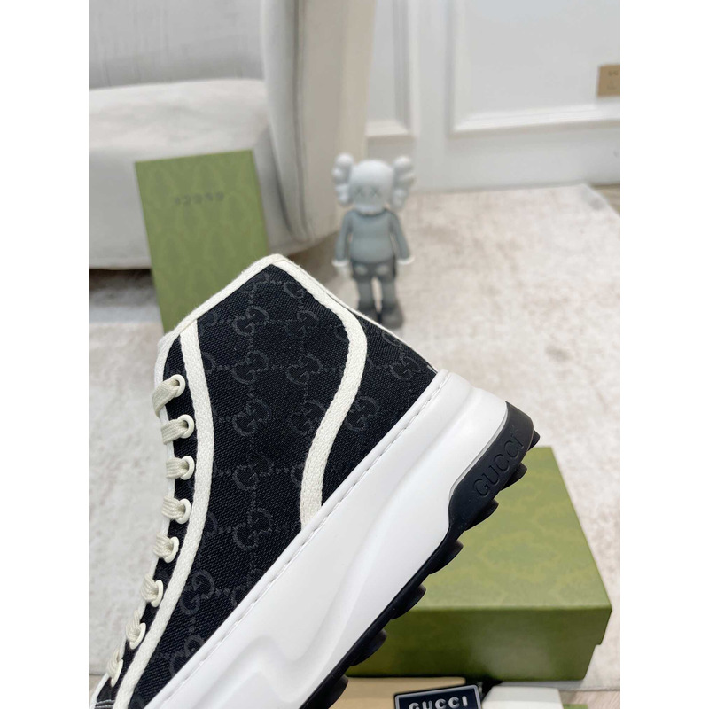 G*u*i gg printed thick-soled high top sneakers black