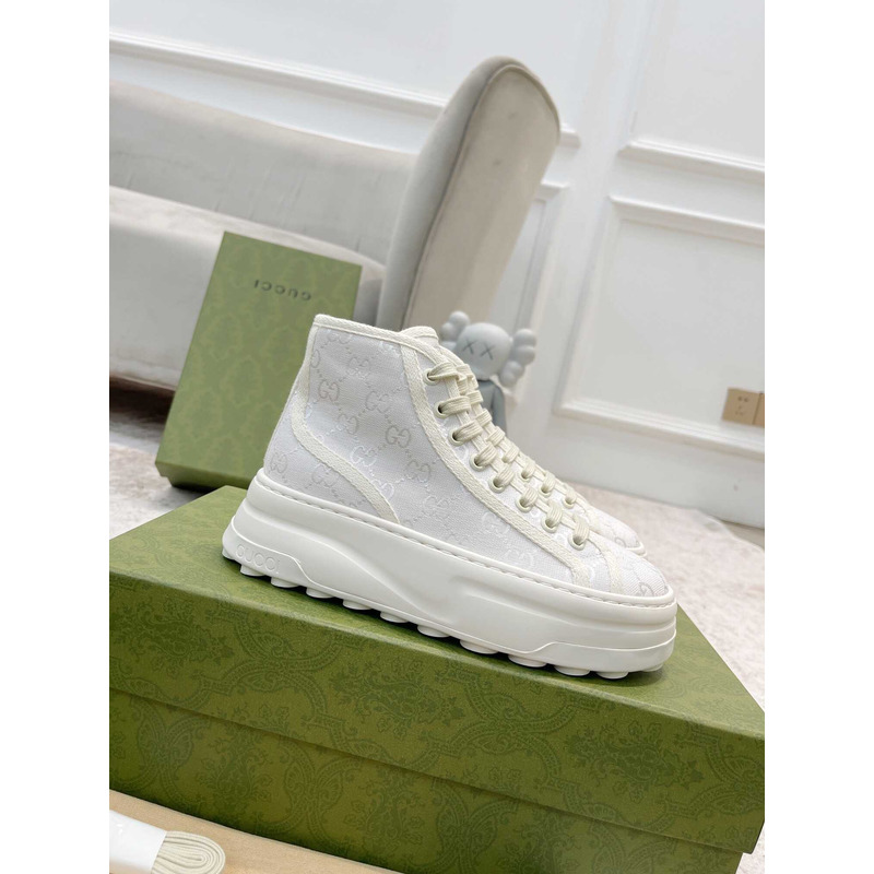 G*u*i gg printed thick-soled high top sneakers white