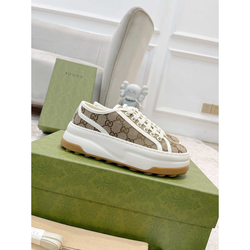 G*u*i gg printed thick-soled sneakers brown