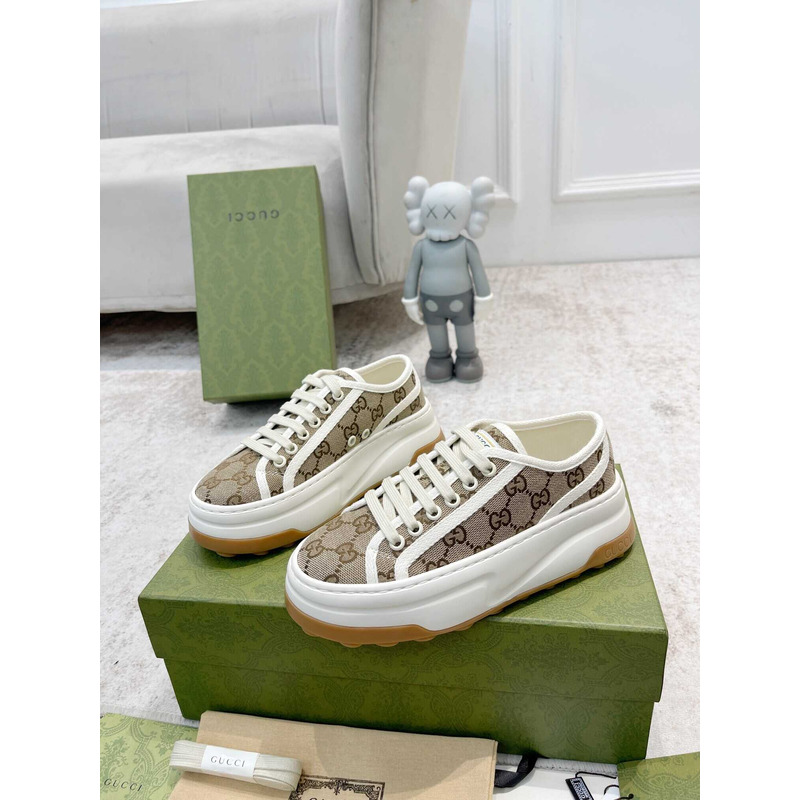 G*u*i gg printed thick-soled sneakers brown