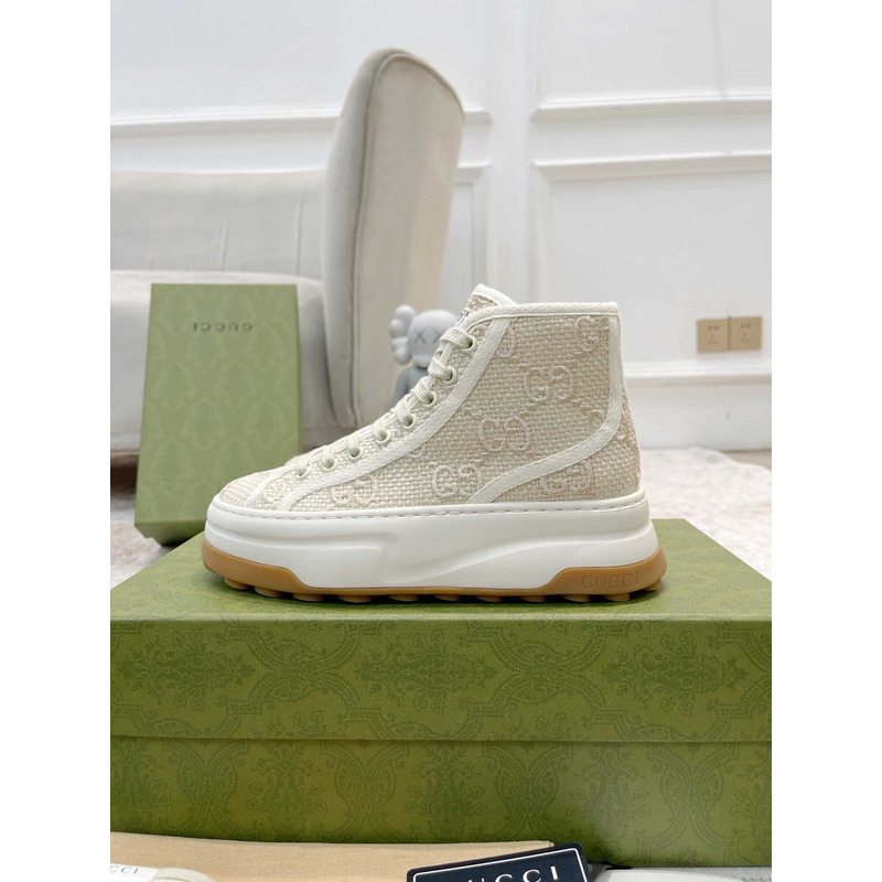 G*u*i gg printed thick-soled high top sneakers white