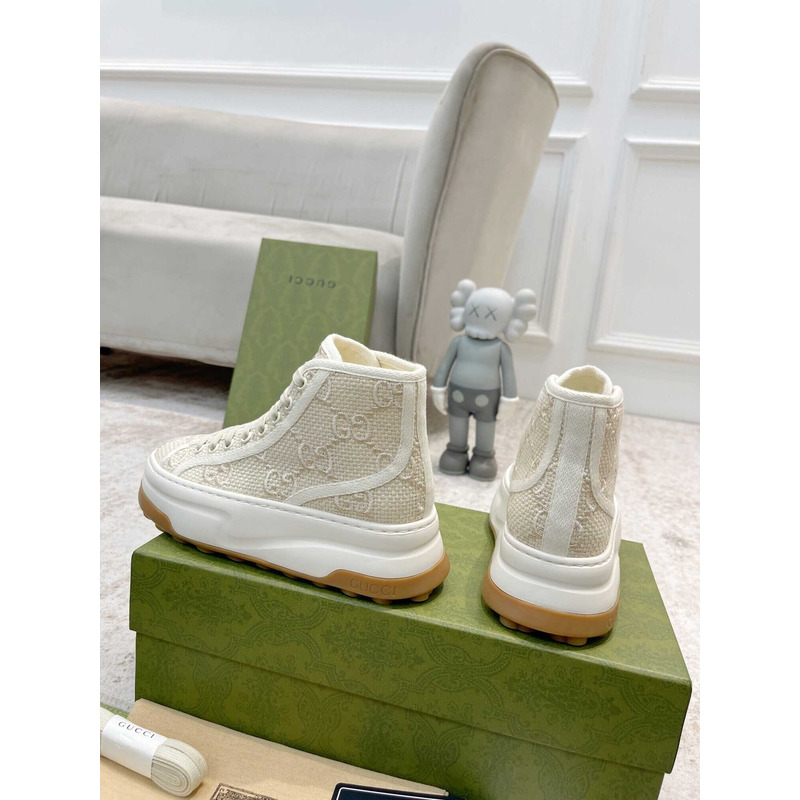 G*u*i gg printed thick-soled high top sneakers white