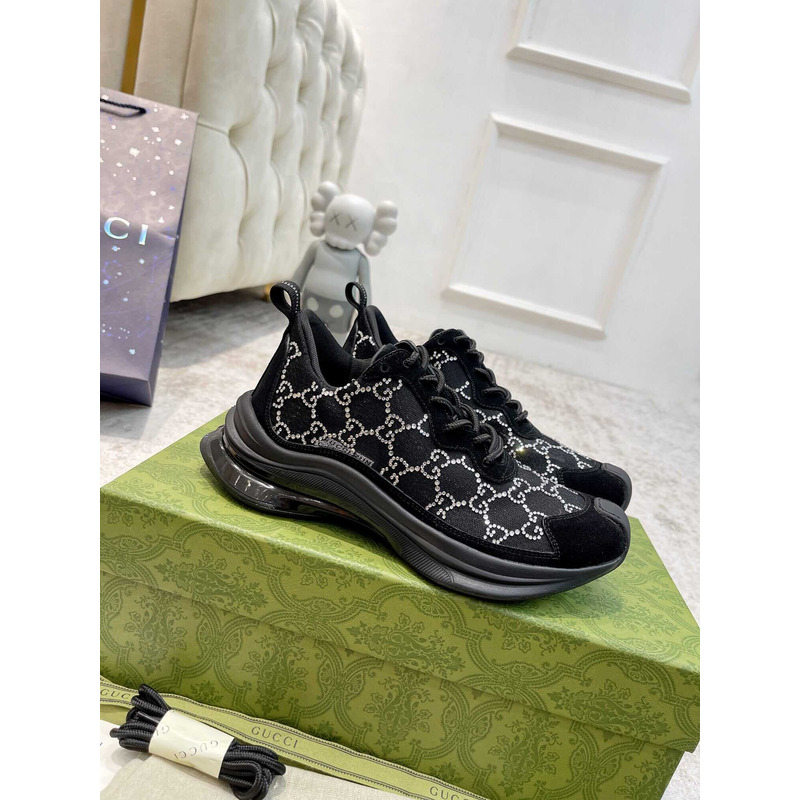 G*u*i run women\''s sneakers gg mesh black