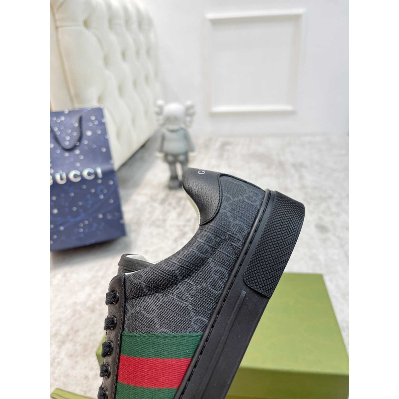 G*u*i ace sneaker with green and red web black and ebony gg sup*e