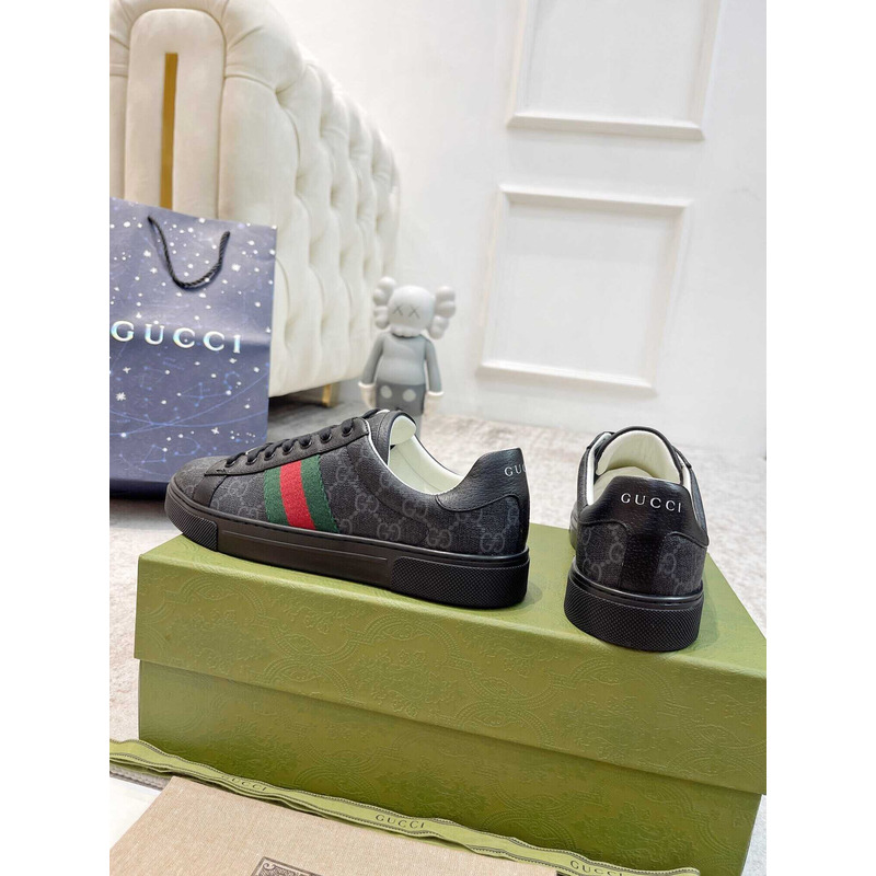 G*u*i ace sneaker with green and red web black and ebony gg sup*e