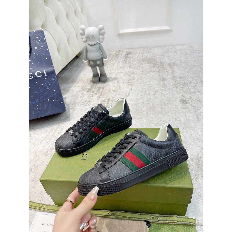 G*u*i ace sneaker with green and red web black and ebony gg sup*e