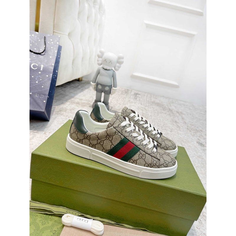 G*u*i ace sneaker with green and red web beige and ebony gg sup*e