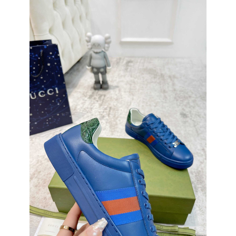 G*u*i ace sneaker with blue and red web blue