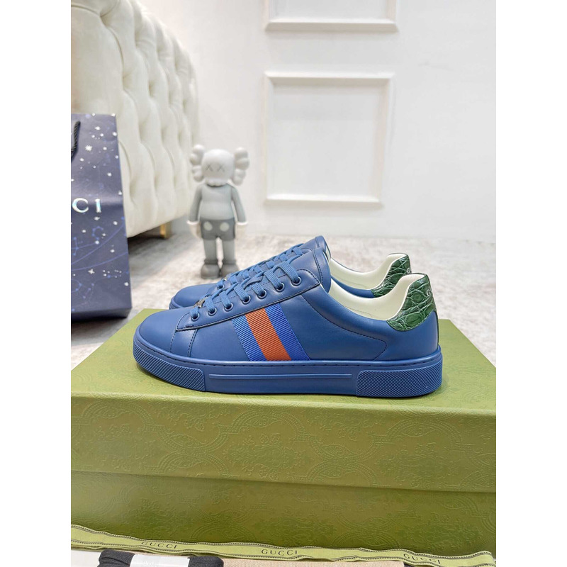 G*u*i ace sneaker with blue and red web blue